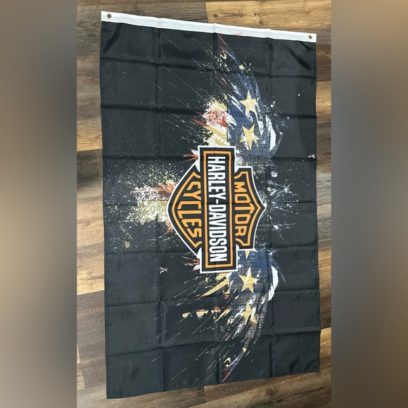 Harley Davidson Flag Large Banner 3x5 feet Logo Sign outside weather res… - Picture 4 of 5